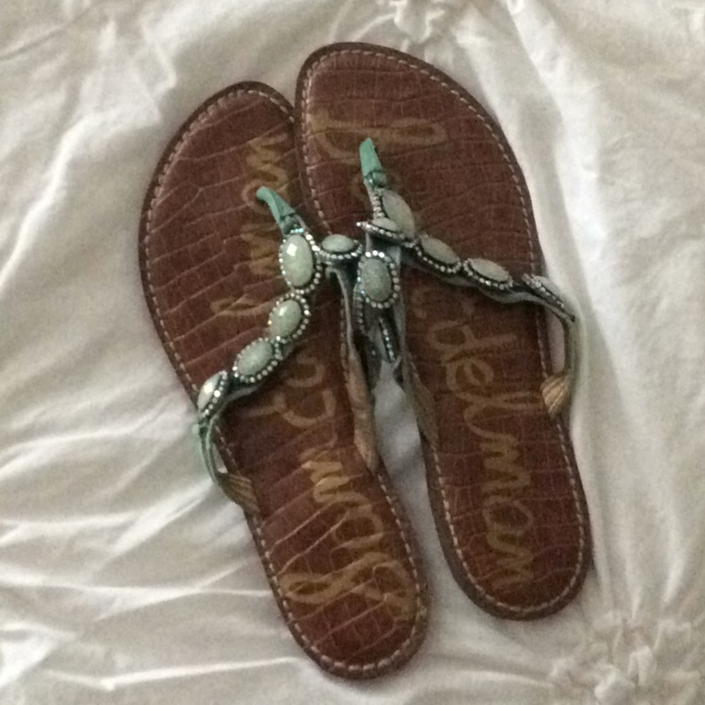 EUC Sam Edelman jeweled flip flops, 8 1/2